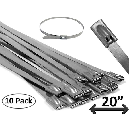 Electriduct Cable Tie, 20 in, Stainless Steel, 10 PK CT-ED-SS-20-10